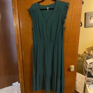 Old Navy Green V-neck Midi Dress